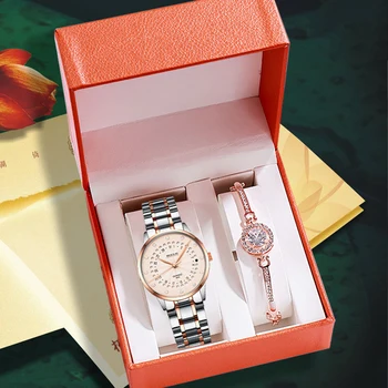 Luxusné Quartz Hodinky Ženy hodinky Náramok box set Dámy nepremokavé Ocele Žien Kalendár Hodinky darček Hodiny Relogio Feminino