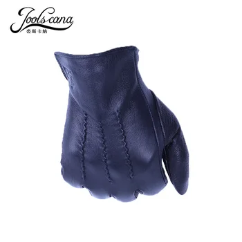 Joolscana kožené rukavice mužov zimné motocyklové plný prst rukavice kvalitné goatskin teplé mäkké obloženie nové značky mitten 2018