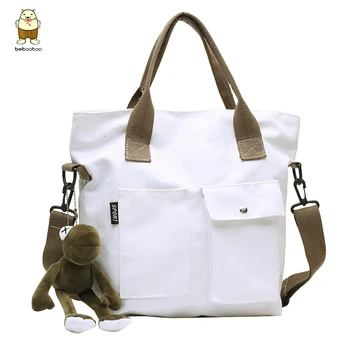 Beibaobao Jedného pleca prenosné plátno taška veľká kapacita žena taška nové 2020 študent messenger taška ženy CC2377