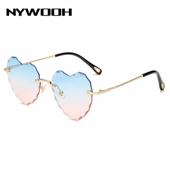NYWOOH bez obrúčok slnečné Okuliare Ženy Roztomilý v Tvare Srdca Slnečné Okuliare, Transparentné Gradient Ružové Dámske Odtiene Okuliare UV400