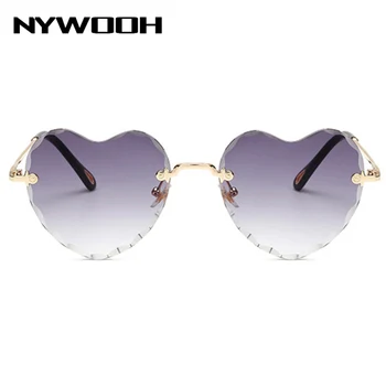NYWOOH bez obrúčok slnečné Okuliare Ženy Roztomilý v Tvare Srdca Slnečné Okuliare, Transparentné Gradient Ružové Dámske Odtiene Okuliare UV400