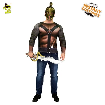 Dospelých Mužov 3D Digitálna Tlač T-Shirt Gladiator Roman Dlhý Rukáv T-shirt Efektné Šaty Na spoločenské Role Play Gladiator Kostýmy