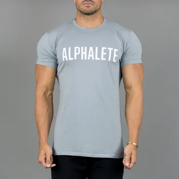 Nové Muži T-shirt 2019 ALPHALETE T-shirtGyms Tlačiť T-shirt mens Kulturistike Krátky Rukáv Košele Muž 95%bavlna oblečenie Značky