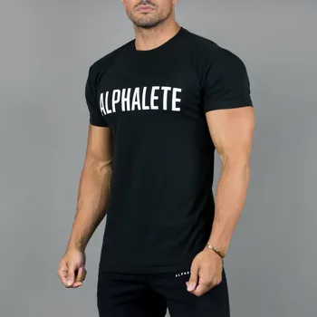 Nové Muži T-shirt 2019 ALPHALETE T-shirtGyms Tlačiť T-shirt mens Kulturistike Krátky Rukáv Košele Muž 95%bavlna oblečenie Značky