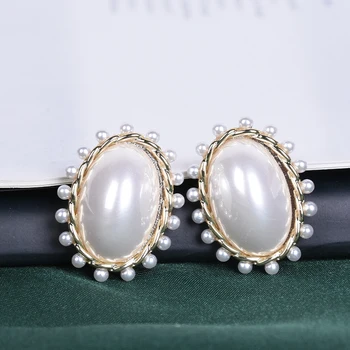 Nová Klasická Veľká Perla Stud Náušnice pre Ženy Móda Nadrozmerná Top Prst Krúžky Barokový Ženské Šperky vyhlásenie náušnice
