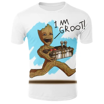 Groot Opatrovníci Galaxy 3D vytlačené T-shirt, je čas pre ženy a mužov, zábavné novinka tričká krátky rukáv topy unisex c