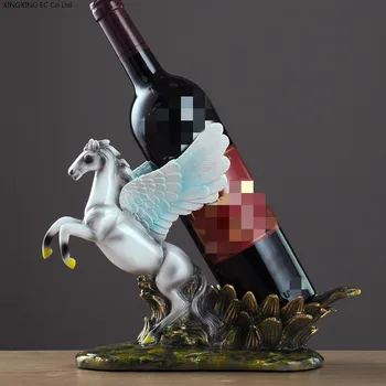 Európsky Štýl Pegasus Víno Stojan Na Dekoráciu Stola Osobnosti Tvorivý Výzdoba Domov Živice Dekorácie Víno Rack Príslušenstvo