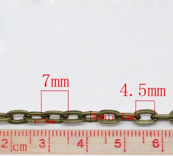 Krásne 10M Bronz Tón Ploché Link-Otvorí Reťaze 7x4mm (B12783)