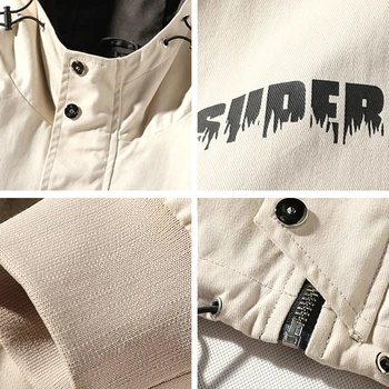Muži Cargo Kapucňou Bundy Hip Hop Streetwear Jeseň Windbreaker Voľné Kabát 2020 Harajuku Módne Voľné Bežné Bunda Muži M-2XL
