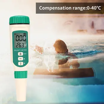 Digitálny Salinometer Salinity Tester Pero pre Bazény Pitnej Vody Akvária Obsah Soli Meter ATC Ručné Meranie morskej vody