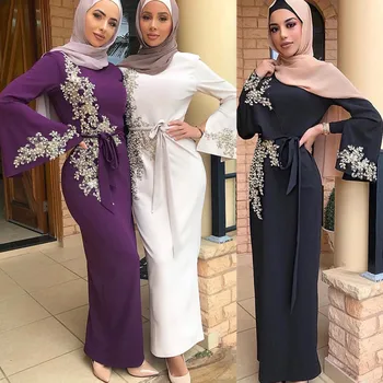 Elegantné Moslimských Výšivky Abaya Plný Šaty Vestidos Cardigan Kimono Voľné Dlhé Šaty, Šaty Jubah Blízkom Východe Eid Ramadánu Islamskej