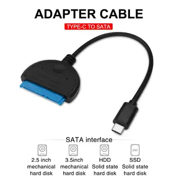 Typ C Pre SATA Kábel Adaptéra Externý Pevný Disk Konektor Kábel Pre 2,5 palca 3,5 palcový SATA SSD HDD USB Sata Kábel
