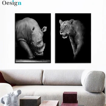 Plátno Maľby Zvierat Wall Art Lev, Slon Jeleň Zebra Plagáty a Potlačou obrazov na Stenu pre Obývacia Izba Dekorácie Domova
