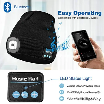 Inovovaný 5.0 Bluetooth Čiapočku Klobúk Slúchadlá Bezdrôtové Slúchadlá Zimné Hudby Nabíjateľná