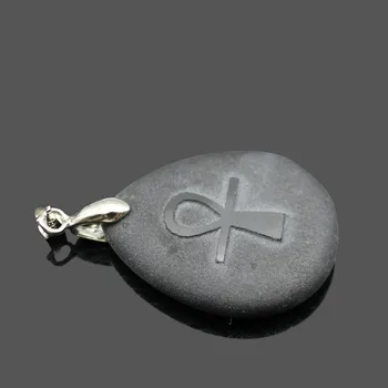 Prírodné Obsidian Náboženské Záhadný Symbol Rune Prívesok Život Amulet Kríž Ankh Ornament Prívesok DIY Príslušenstvo Šperky