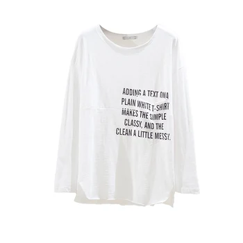Nové jeseň/zima 2021 womenswear bambusu-bavlna zostrojenia veľký-veľkosť long-sleeve T-shirt
