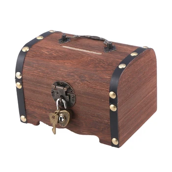 Vintage Poklad Úložný Box Piráta S Pokladom, Prasiatko Organizátor Ukladanie Box Prípade So Zámkom Pre Domáce