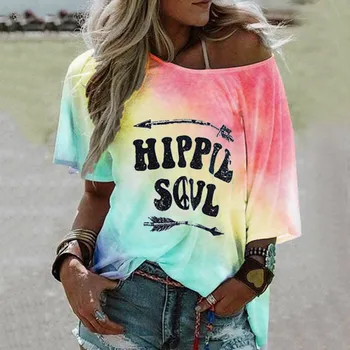 Tričko Ženy Harajuku Tričko Ženy Hippie Duša tie-dye Topy Ženy 2020 Plus Veľkosť O Krk Krátke Rukáv Top Camiseta Mujer