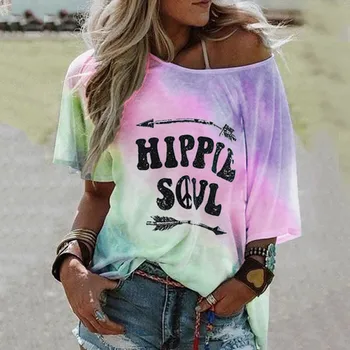 Tričko Ženy Harajuku Tričko Ženy Hippie Duša tie-dye Topy Ženy 2020 Plus Veľkosť O Krk Krátke Rukáv Top Camiseta Mujer