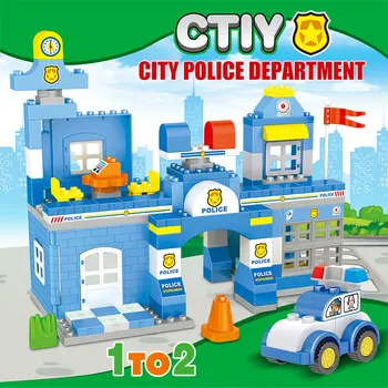 137pcs Veľkých Častíc Duploed City Policajnej Stanice Model Stavebné Bloky Auto Údaje Vzdelávacie Tehly Hračky pre Deti,