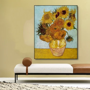 Laeacco Plátno Umenie Olejomaľba《Slnečnice》Van Gogh Plagát Na Stenu Umenie Obrázok Na Stenu Dekor Moderných Domov Obývacej Miestnosti Dekorácie