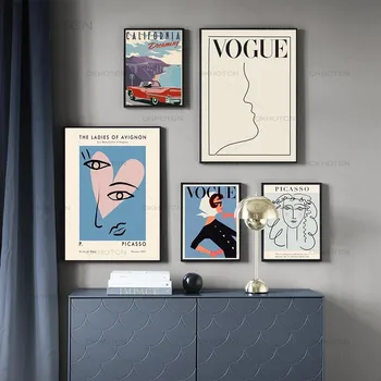 Abstrakt Picassove Diela Plagáty Ženy Funkciu Line Plátno Tlačiť Maľovanie Vintage Wall Art Obraz pre Obývacia Izba, Spálňa Decor