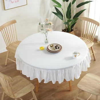 Nordic Kolo Bavlna Obrus Svadobné Party Tabuľka Kryt Skladaný Lotus Okraji Jedálenský Stôl Handričku na Izbe Čaj Konferenčný Stolík Dekor