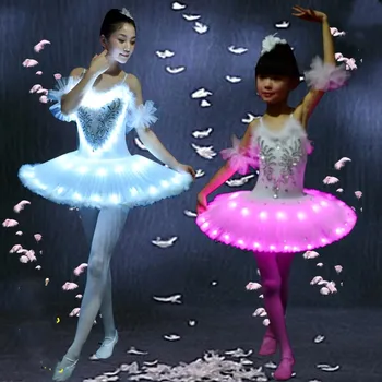 LED svetlo Labutie Jazero Noctilucan Svetlo baletné sukne, kostýmy pre Dospelých detí načechraný fluorescenčné výkon oblečenie Tanečné Kostýmy