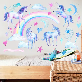 Unicorn Samolepky na Stenu Pre Deti Izby, Spálne, Obývacej Miestnosti, Dekoratívne Deti Stenu DIY Vinylové Tapety Maľby Domova