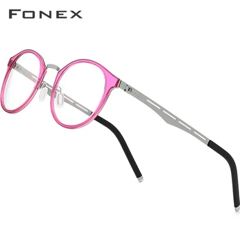 FONEX TR90 Okuliare, Rám Muži Ženy Vintage Kolo Predpis Okuliare Krátkozrakosť, Optické Rám Okuliarov Retro Screwless Okuliare