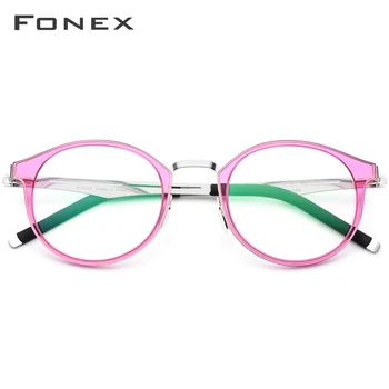 FONEX TR90 Okuliare, Rám Muži Ženy Vintage Kolo Predpis Okuliare Krátkozrakosť, Optické Rám Okuliarov Retro Screwless Okuliare