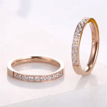Martick Krúžok 316L Nerezovej Ocele Ruža Zlatá Farba S 10 Shinning Crystal Elegantné Módne Prst Šperky Pre Ženy R18