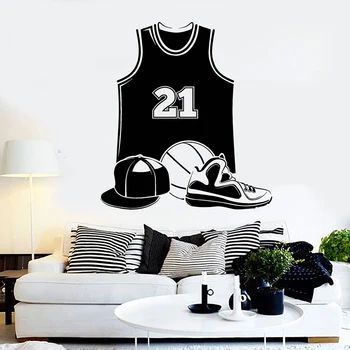 Basketbal samolepky na stenu jersey topánky basketbal klobúk obtlačky, basketbal fanúšikov chlapci miestnosti dekorácie domov módy C7007