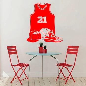 Basketbal samolepky na stenu jersey topánky basketbal klobúk obtlačky, basketbal fanúšikov chlapci miestnosti dekorácie domov módy C7007