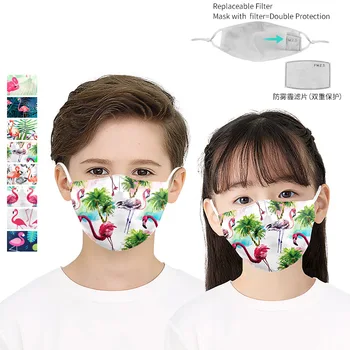 Textílie Zviera Tlače Úst Tvár Masku Deti Proti Prachu Opakovane Dieťa Masky Ružové Plameniaky Proti Znečisteniu Masku Protector Filter PM2.5