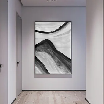 Nordic Čierna Biela Geometrické Maľovanie Abstrakt sivá Plátne, Plagát, Tlač Minimalistický Wall Art Obrázky Pre Obývacia Izba Uličkou Dekor