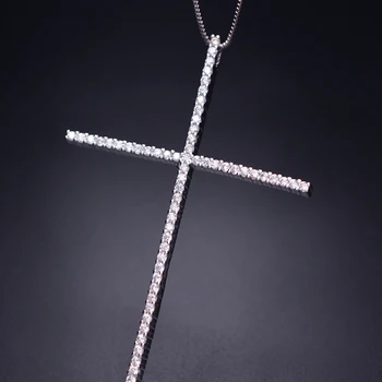 Klasické veľké veľkosť Kríž Náhrdelník Prívesok Pre Ženy Kúzlo Šperky Kubický Zirkón kamenný Kríž Kresťanský Dekoračné Doplnky