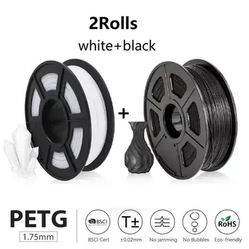 SUNLU PETG 3D Tlačiarne Vlákna 1.75 mm PETG White/Black darček DIY tlač predávať s 2 ks non-jedovaté 3d Materiálu Hot Predaj
