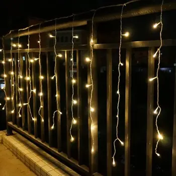 Vianočný Veniec LED Záves Cencúľ String Svetlo 220V 5m 120Leds Krytý Drop 1M LED Garden Party Stage Vonkajšie Ozdobné Svetlo