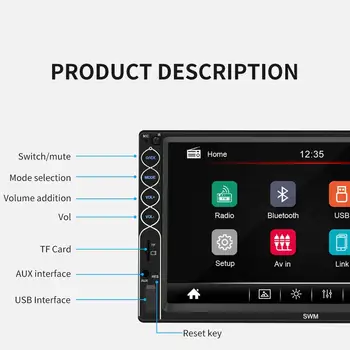 Android 2 Din Auto Multimediálny Prehrávač MP5 Prehrávač Dotykový Displej Stereofónne Bluetooth autorádio FM MP5 Prehrávač S parkovacia Kamera