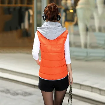 Zimné dole bavlna vesta ženy krátke slim orange 9 farieb M-3XL plus veľkosť 2020 jeseň nový kórejský módne bez rukávov outwear LR927