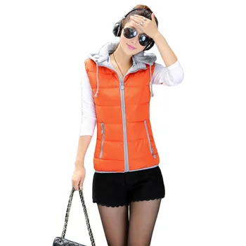 Zimné dole bavlna vesta ženy krátke slim orange 9 farieb M-3XL plus veľkosť 2020 jeseň nový kórejský módne bez rukávov outwear LR927