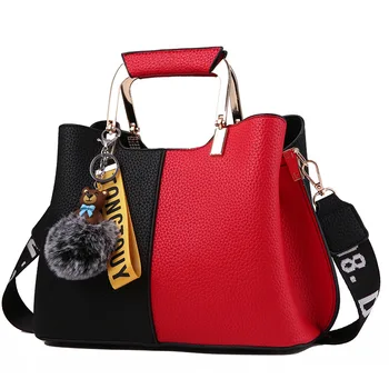 2020 nové módne kórejský módne big bag osobné jedno rameno, kabelka kontrast farieb mäkké kožené dámske taška cez rameno