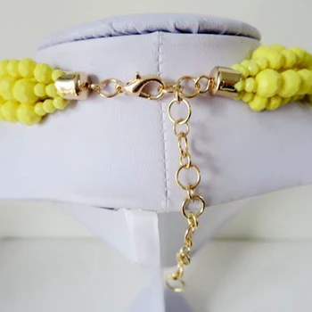 Päť vrstvený korálkový náhrdelník, Žltá Náhrdelník, Perlové Golier Náhrdelník