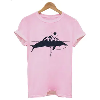 Veľryba Harajuku Letné Topy T Shirt Ženy 2019 Novej Móde, Estetické Vytlačené Gotický Tričko Retro Streetwear Bežné Vegánska T-shirt