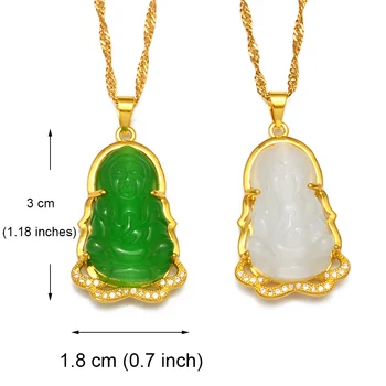 Anniyo Budhistické Guanyin Prívesok Náhrdelník Čínsky Štýl, Zelený/Biely Ornament Maitreya Budha Amulet Hinduizmus #242706