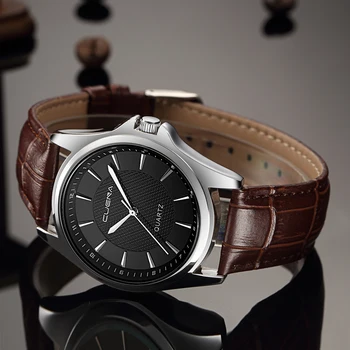 2019 CUENA hodinky top luxusné značky, pánske hodinky, Kožený pásik, Analóg Kremeň Móde Náramkové Hodinky relogio masculino