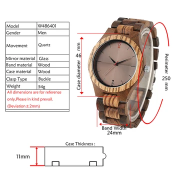 Pánske Drevené náramkové hodinky Drevené Quartz Hodinky Ľahké Ručné Eben Dreva Reflexné plochy