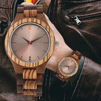 Pánske Drevené náramkové hodinky Drevené Quartz Hodinky Ľahké Ručné Eben Dreva Reflexné plochy