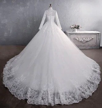 Moslimské Svadobné Šaty 2020 Elegantné Vysoká Krku S Vlakom Princezná Nevesta Šaty Luxusnej Čipky, Výšivky Svadobné Šaty Vestido De Noiva